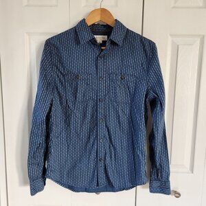 4/$25 Aeropostale Blue Floral Striped Long Sleeve Button Up Shirt
